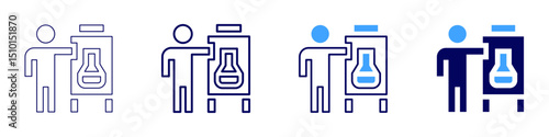 Chemical shift icon in 4 different styles. Thin Line, Line, Bold Line, Duotone. Duotone style. Editable stroke
