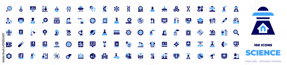 100 Science Icons Collection. Bold style. Duotone colors. search, spy, bioinformatics, flask, bunsen burner, android, ufo, dna, atom, brain, cell, blood cells, pc 100 Science Icons Collection. Bold style. Duotone colors. search, spy, bioinformatics, flask, bunsen burner, android, ufo, dna, atom, brain, cell, blood cells, pc
