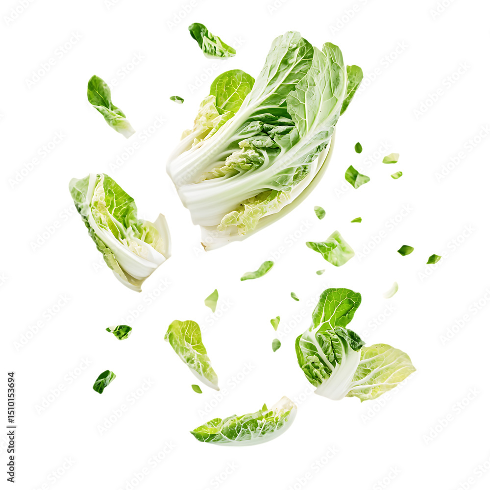 Obraz premium Chinese cabbage slice falling and floating png