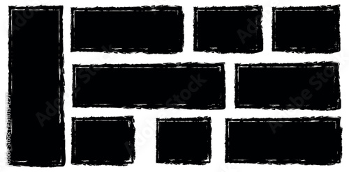 Wallpaper Mural Grunge style set of square shapes. Grungy geometrical objects. Pack of messy paintbrush frames. Set of grunge template backgrounds. Hand drawn shape with rough. Torontodigital.ca