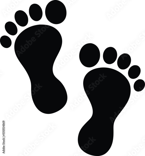 Pair footprint silhouette, Footprint, set of footprint icon, Silhouette of footprints. Vector illustration