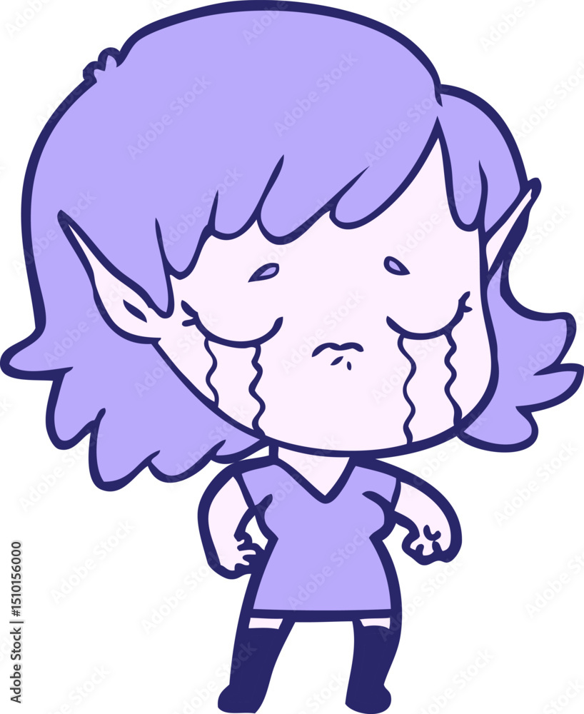 cartoon crying elf girl cartoon crying elf girl