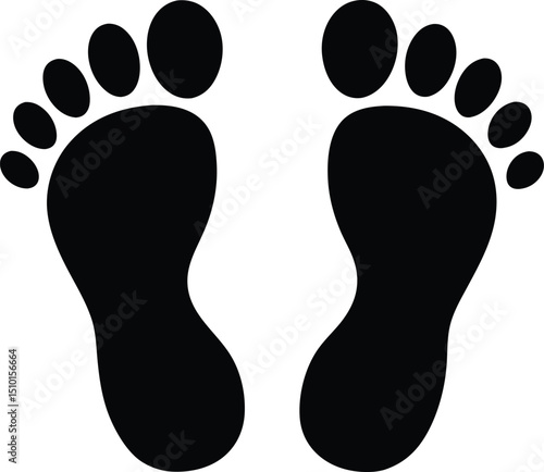 Pair footprint silhouette, Footprint, set of footprint icon, Silhouette of footprints. Vector illustration