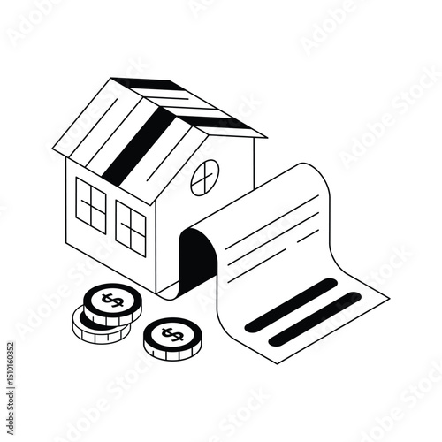 A captivating isometric icon of purchasing property