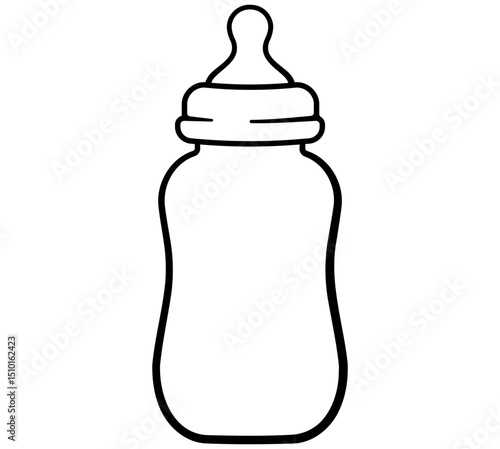 Simple black icon of baby bottle with nipple isolated on transparent background