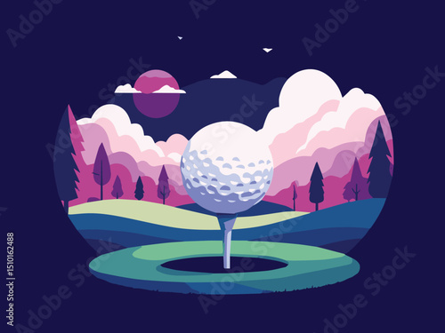 illustration of a golf ball in a golf course
