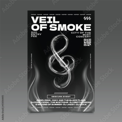  Black and White Smoke Clef Poster