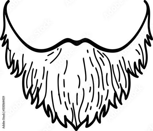 Black and white illustrated beard outline with detailed textured design for men's and fashion