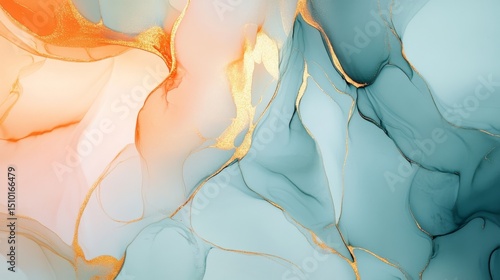 A piece of an alcohol ink painting. It's modern art with a bright, abstract background, great for wallpaper. It looks like marble and is made with fluid art, perfect for modern designs.
