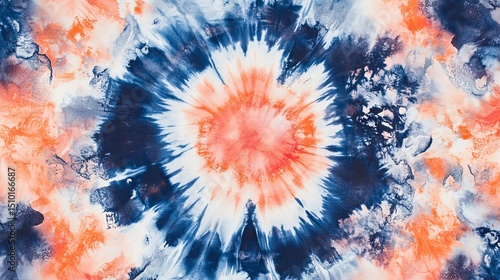A tie-dye pattern with no breaks. It's handmade and looks like Japanese art with an inky texture. Think modern batik, like a tile, that goes on and on with a watercolor look.

