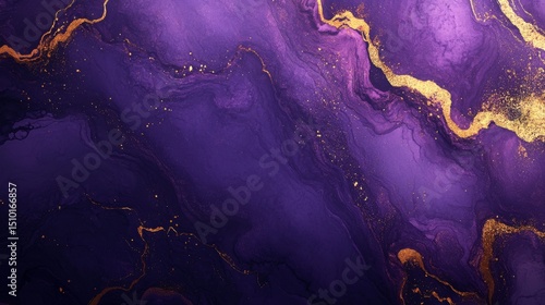 Abstract backgrounds look like violet and gold marble. They're made with a special ink technique. These stone textures have a modern, glittery paint effect. Great for banners or posters!
