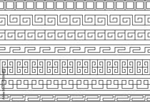 Set of Chinese style borders. Chinese borders. Traditional Asian design. Oriental ornaments. Decorative frame. Square geometry pattern lines. Creative dividers. Eastern motif. Japanese tracery