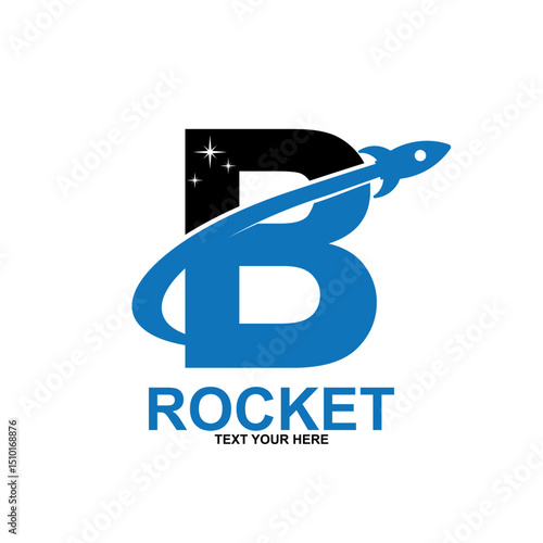 Letter b with rocket logo template illustration. suitable for transportation, brand, travel, agency, web, label, network, marketing etc