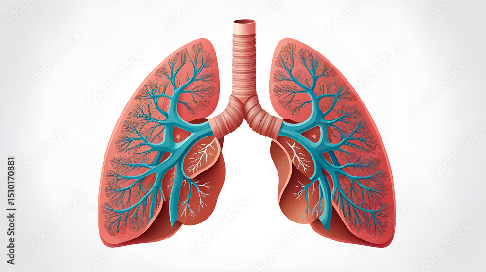 Normal lung and pulmonary fibrosis. Vector illustration isolated on white background Normal lung and pulmonary fibrosis. Vector illustration isolated on white background