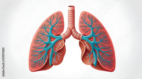 Normal lung and pulmonary fibrosis. Vector illustration isolated on white background