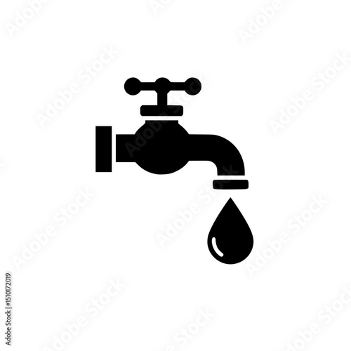 Water tap silhouette icon isolated on transparent background
