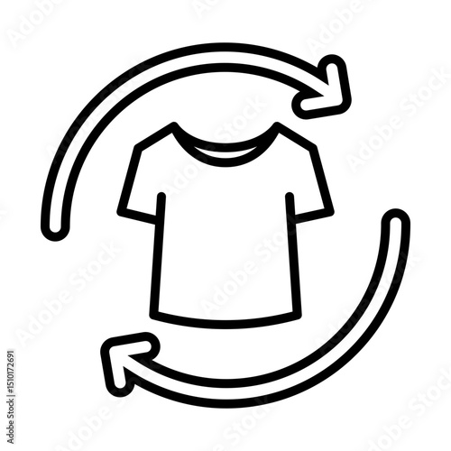 sustainable fashion conceptual icon, featuring clothes with cycling arrows