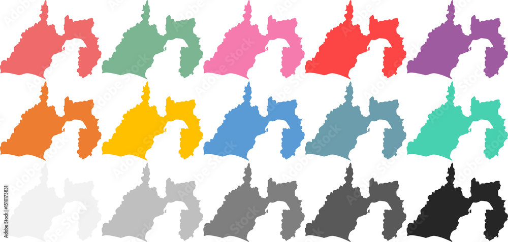 Fototapeta premium 日本地図のグラフィック素材イラスト(静岡)セット