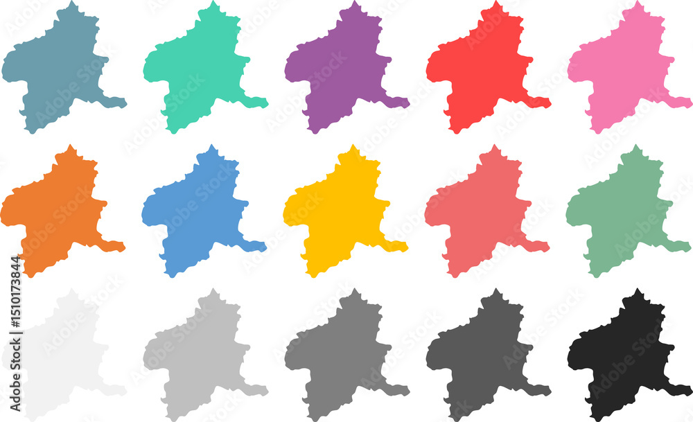 Obraz premium 日本地図のグラフィック素材イラスト(群馬)セット