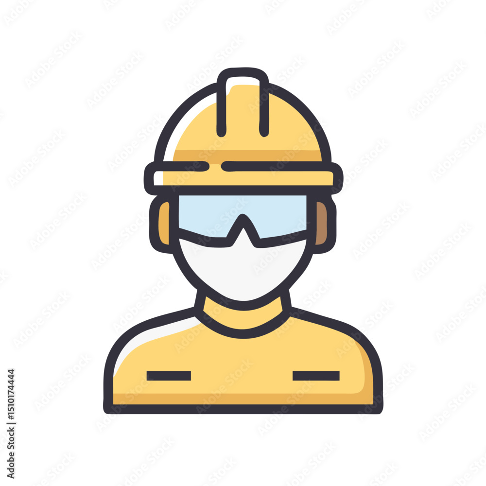 Construction Worker Icon - Man with Safety Helmet and Goggles
Construction Worker Icon - Man with Safety Helmet and Goggles
