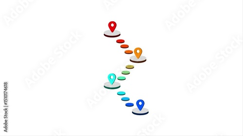 Milestone animation with four checkpoints along a disc-shaped path, symbolizing progress tracking. Green screen background