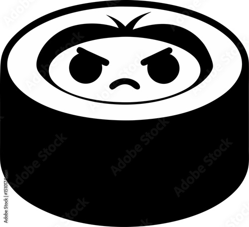 Sushi Roll With Face Silhouette Vector Illustration
