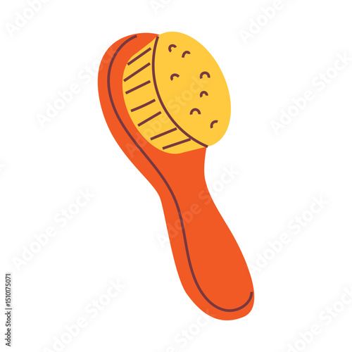 Dry massage brush, for hair hand drawn in a flat style insulated style