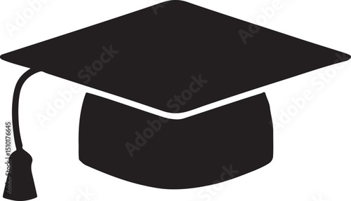 Graduation hat icon in black and white
