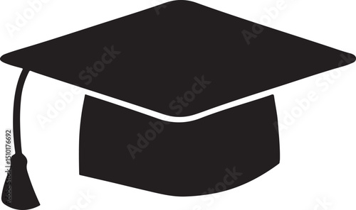 Graduation hat icon in black and white
