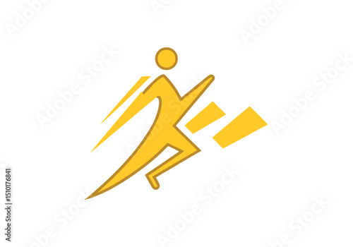 Dynamic running figure yellow energy speed power