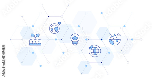 Environment Banner Vector Illustration with Icon Style in Between. Line Duotone icon. Containing. geothermal energy, environment, ecology