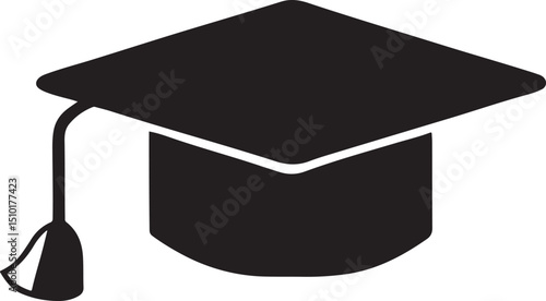 Graduation hat icon in black and white
