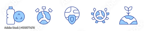 environment protection, earth day, recyclable, green earth. Environment Icon vector illustration. Line Duotone style. Editable stroke