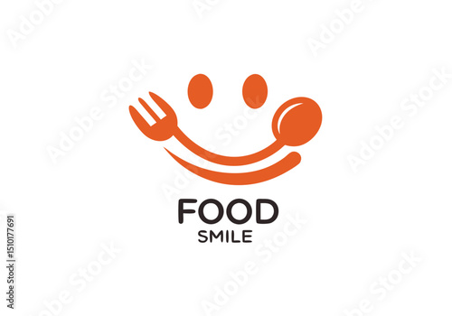Happy food smile restaurant logo design