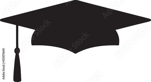Graduation hat icon in black and white
