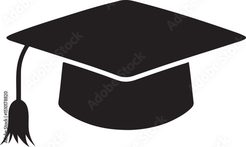 Graduation hat icon in black and white
