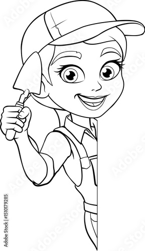 A woman female bricklayer h...