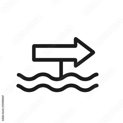 Simple Outline Arrow Above Water Wave Icon Symbol Illustration