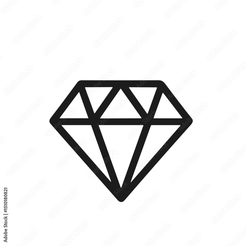 Minimalist Line Drawing Diamond Gemstone Luxury Precious Stone Jewel Icon Minimalist Line Drawing Diamond Gemstone Luxury Precious Stone Jewel Icon