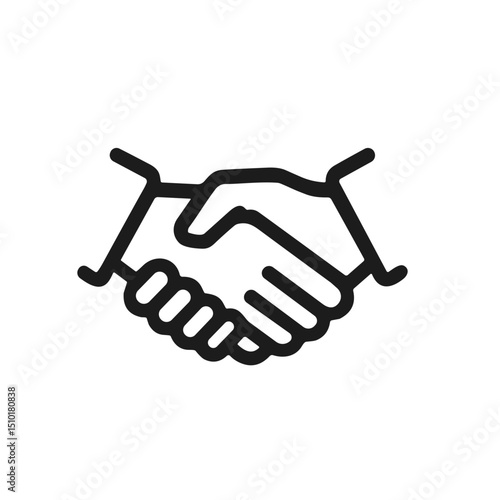 Simple Line Art Handshake Agreement Partnership Deal Hand Gesture Icon