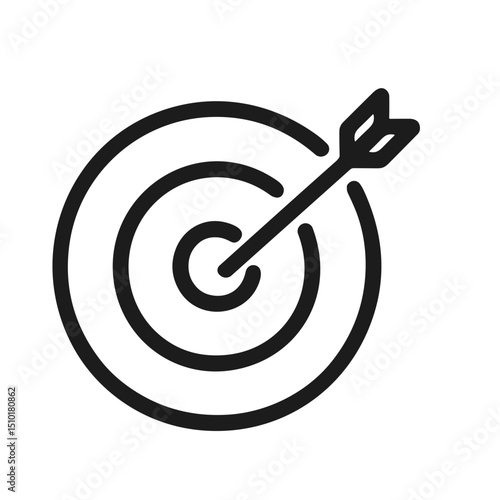Simple Line Style Target Arrow in Bullseye Goal Achievement Icon