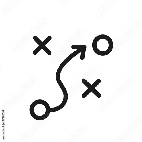 Simple Outline Strategy Diagram Planning Path Icon for Business Management