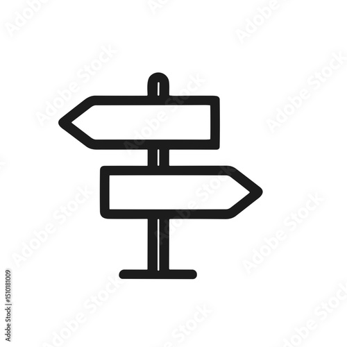 Simple Line Style Directional Arrow Signpost Illustration Guiding Navigation Icon