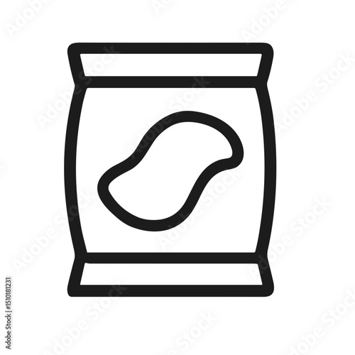 Minimalist Outline Crisps Bag Snack Food Symbol Line Art Illustration