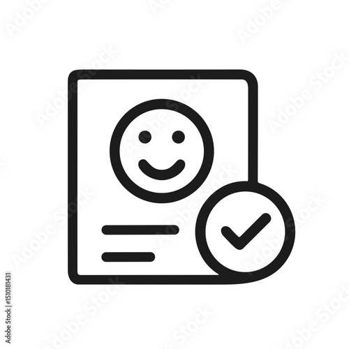 Simple Line Art Profile Verified With Checkmark Symbol Icon Design