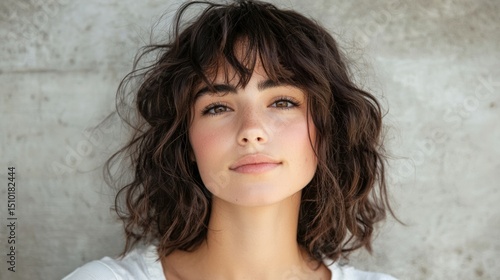 Girl with layered lob and soft curls