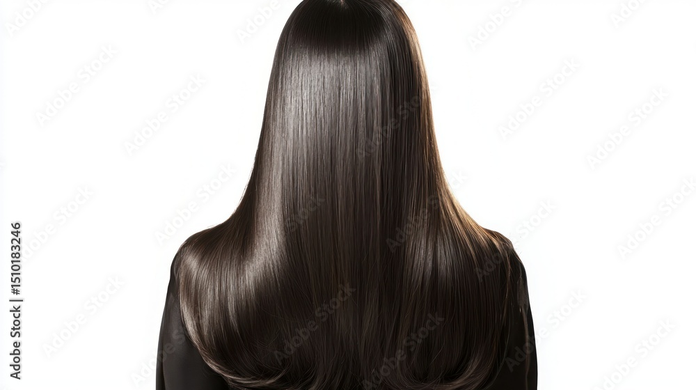 Girl with long U-cut hair, back view showing soft layers Girl with long U-cut hair, back view showing soft layers