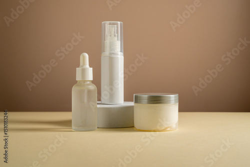 Wallpaper Mural White blank cosmetic bottles, skin care products, neutral background Torontodigital.ca