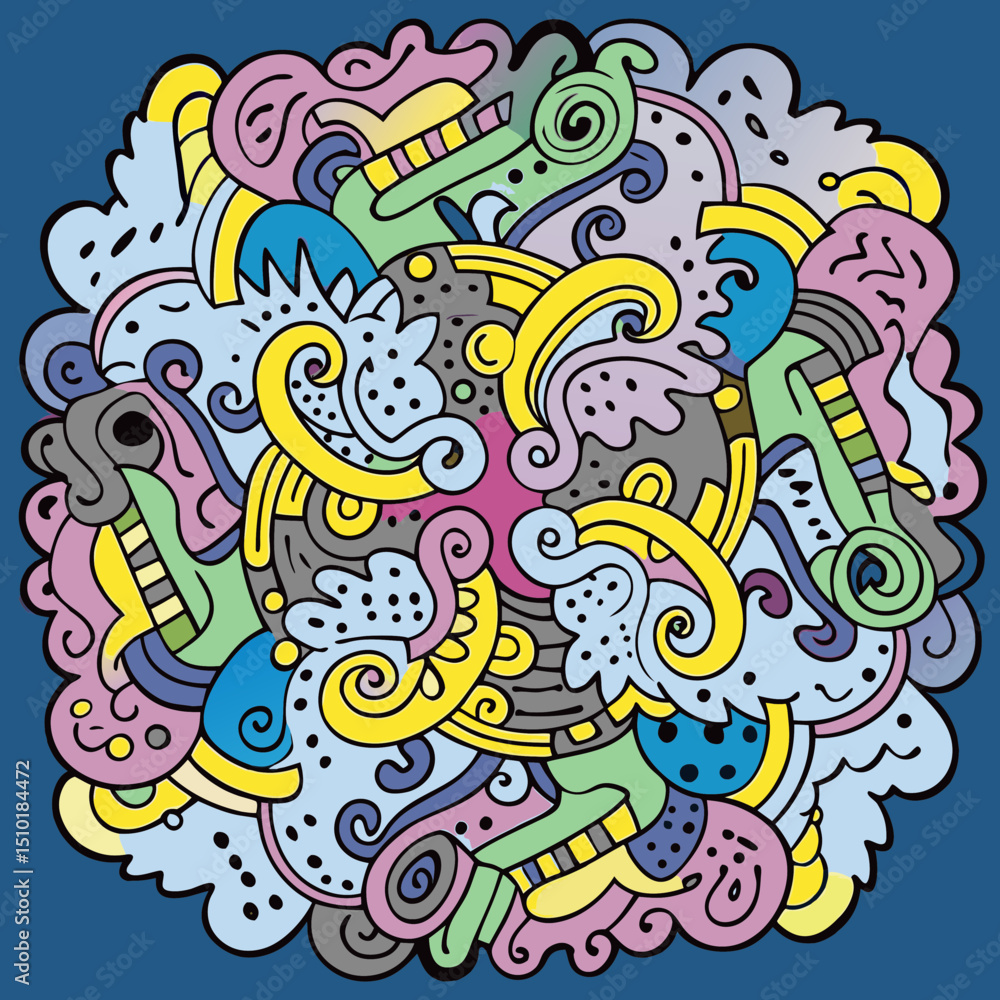 Fototapeta premium Colorful Abstract Doodle, Crazy Monster Drawing Vector background