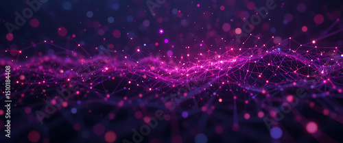 Abstract cyber security theme minimalist on et with glowing points, dark purple gradient color theme, spreading, light and dark color playing in harmony, 